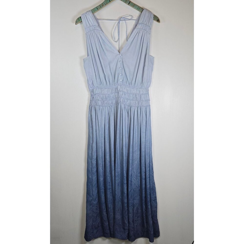 Current Air Los Angeles Lined Silky Ombre Blue Floral Grecian Summer Dress, Sz S - Picture 2 of 11